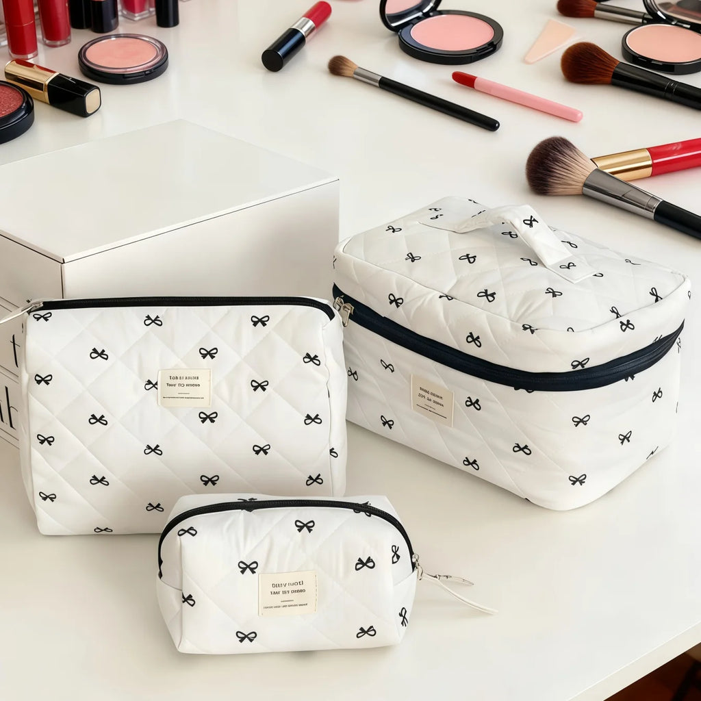 Floral Quilted Cosmetic Pouch – Large Travel Makeup Organizer Cosmetic Travel Pouch Babs