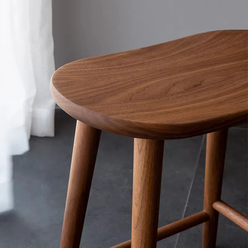 Nordic Solid Walnut Wood Dresser Stool – Modern Bedroom Seat Solid Wood Stool Babs