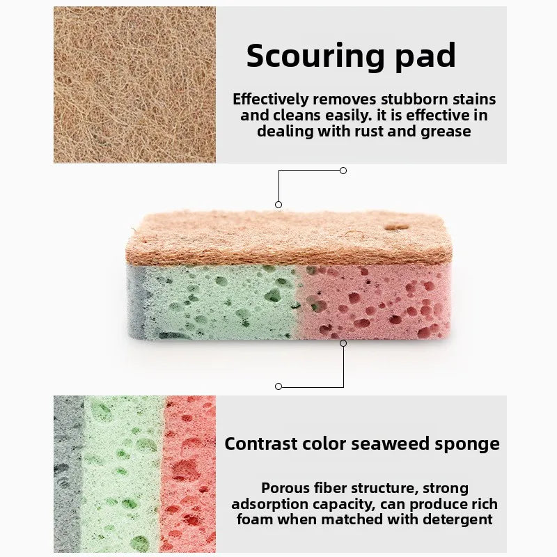 Double-Sided Kitchen Sponge Scouring Pad – Eco-Friendly 1/5 Pack Kitchen Sponge Scourer Babs