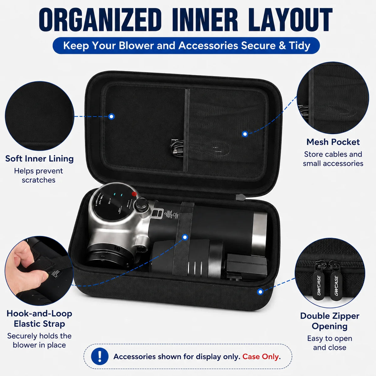 EVA Hard Case for Car Blower – 1680D Oxford Storage Organizer EVA Storage Case Babs