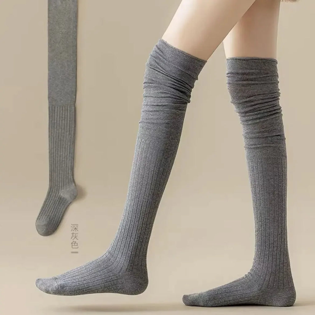 Women's Knee High Thigh High Tube Socks – Cotton Blend Knee High Socks Babs Grey 1Pairs