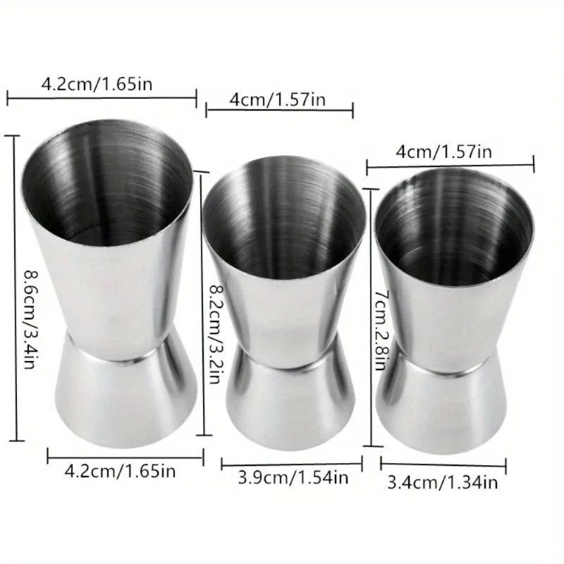 3-Piece Stainless Steel Double Jigger Set – 15/30 20/40 25/50ml Cocktail Jigger Set Babs