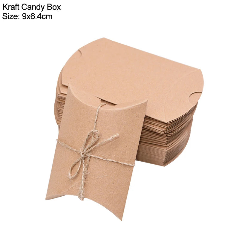 Pillow Candy Gift Boxes Kraft Paper Party Favors 10/20/30 Pcs Gift Packaging Boxes Babs Style1 10pcs