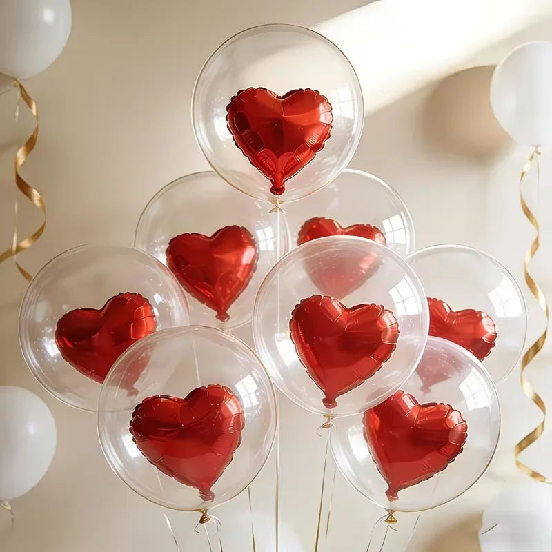 10pcs Transparent Bobo & Heart Balloons for Parties & Weddings Party Balloons Babs