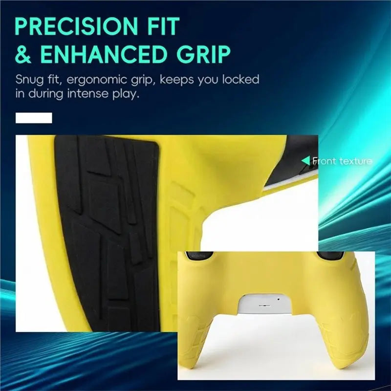 PS5 DualSense Silicone Case & Thumb Grip Caps – Yellow/Black Controller Silicone Case Babs