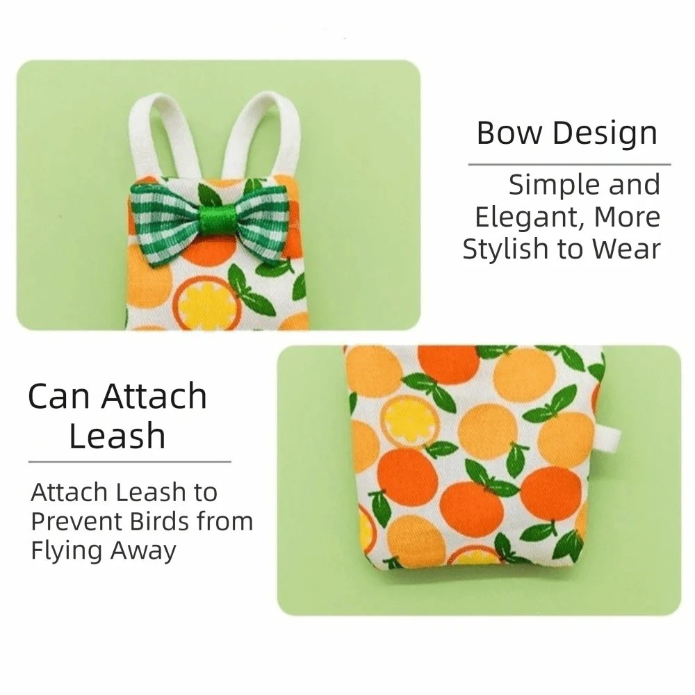 Parrot Diaper Flight Suit with Bowtie – Fruit Pattern, S/M/L Bird Flight Suit Babs