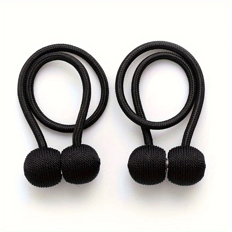 Magnetic Curtain Tiebacks Earphone Design Holdbacks, 2pcs Curtain Tiebacks Babs Black