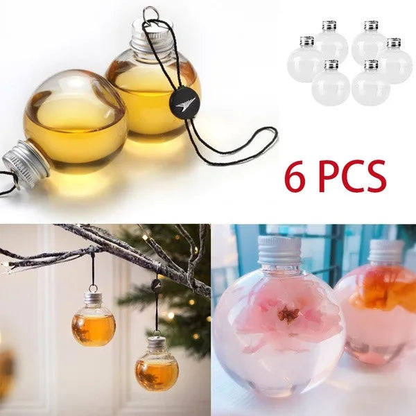 6-Pack Ball Christmas Tree Ornament Drink Bottles | 50ml Christmas Ornament Bottles Babs