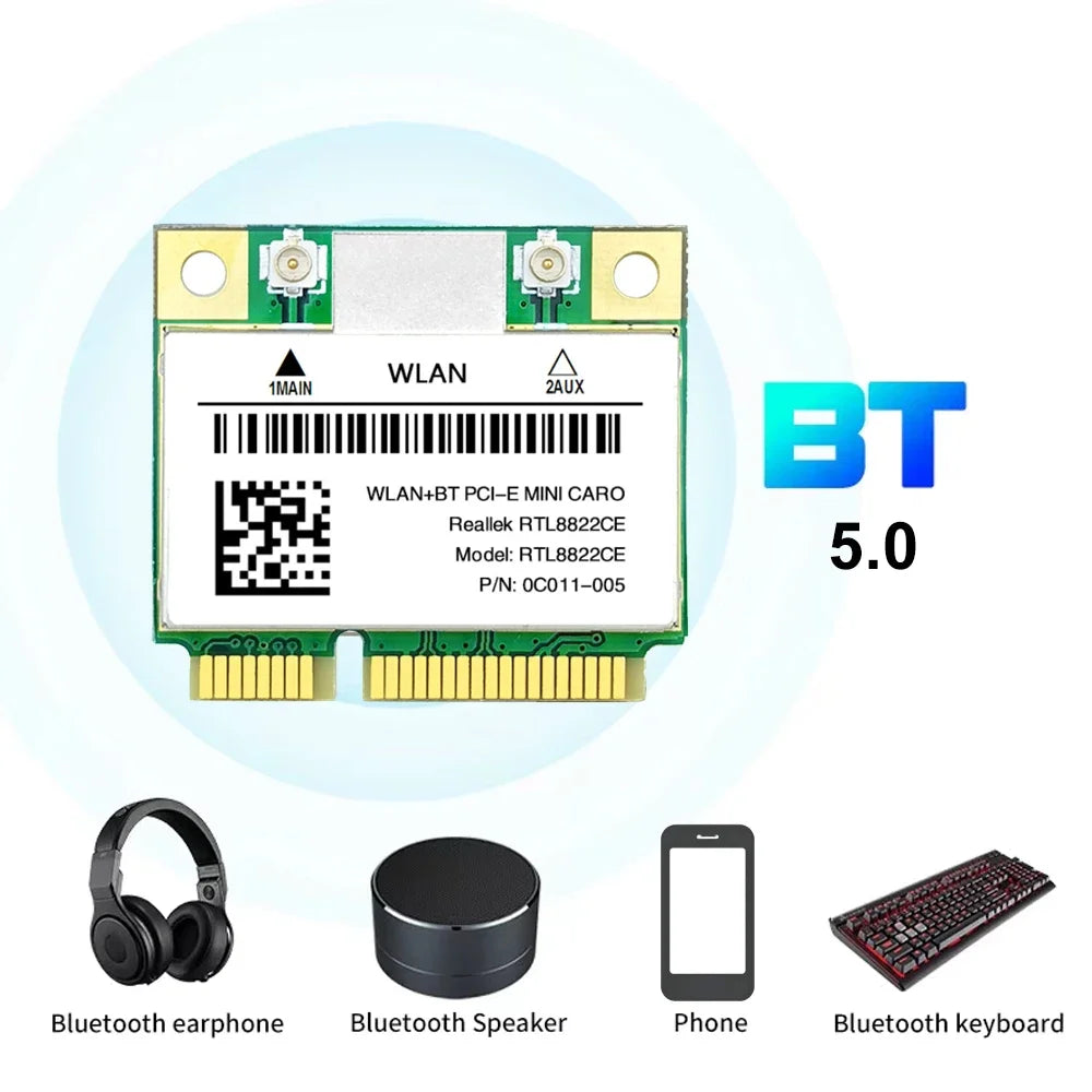 KEBIDUMEI RTL8822CE Mini PCI-E WiFi Card 1200Mbps Bluetooth 5.0 Mini PCI-E WiFi Card Babs