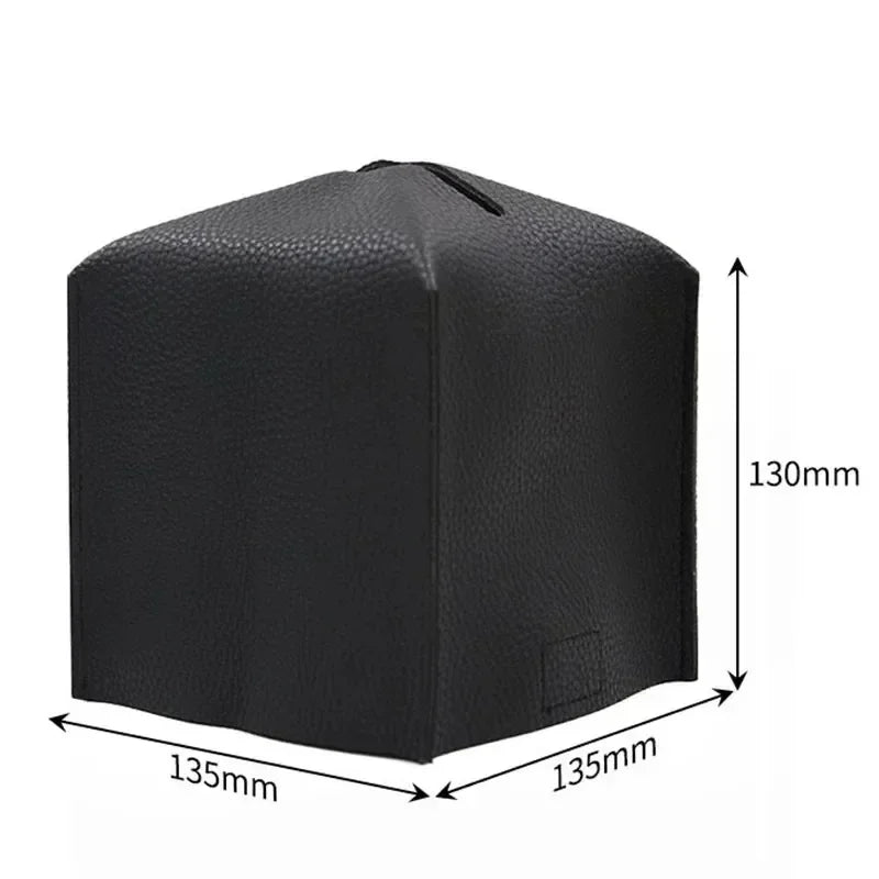 PU Leather Tissue Box Holder – Modern European Style Tissue Box Holder Babs black