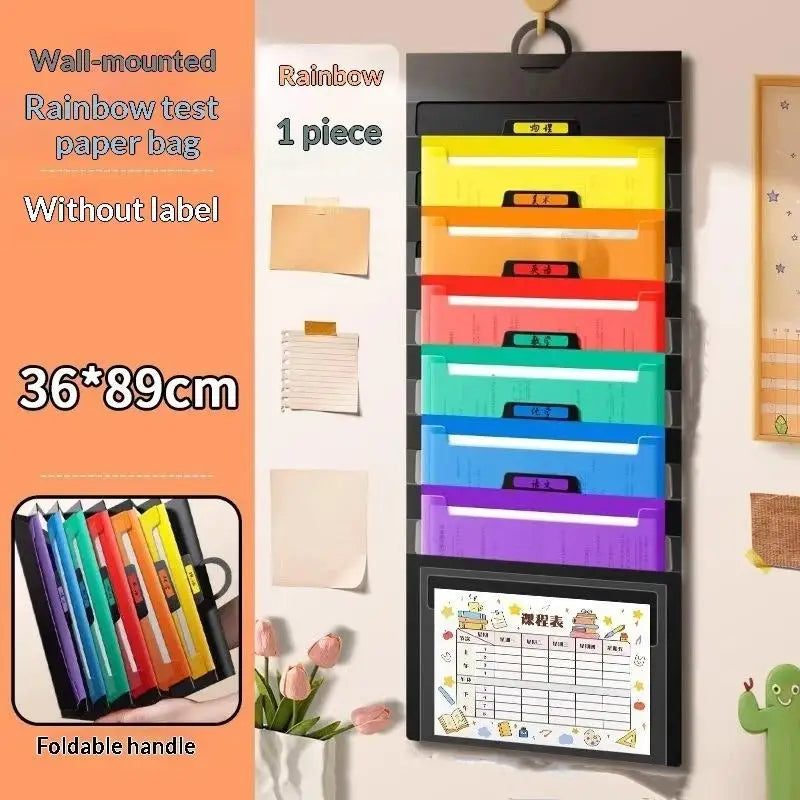 Wall-Mounted 6-Pocket Hanging File Organizer – Rainbow PP Hanging File Organizer Babs A Multicolor