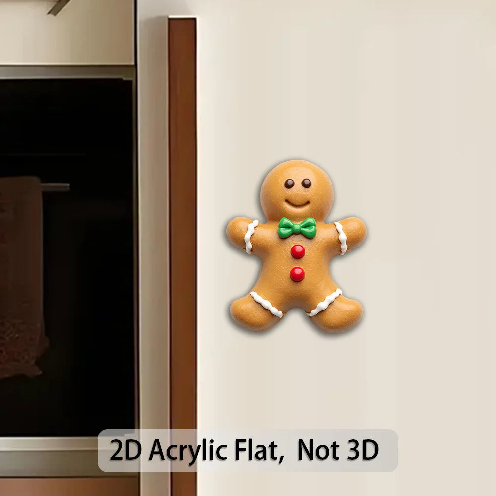 Gingerbread Man Fridge Magnet – Acrylic Xmas Decor Gift Fridge Magnet Babs