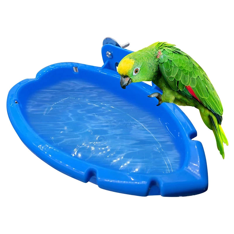Parrot Bird Bath & Food Tray – Blue Cage Bathtub Accessory Bird Bath Tray Babs