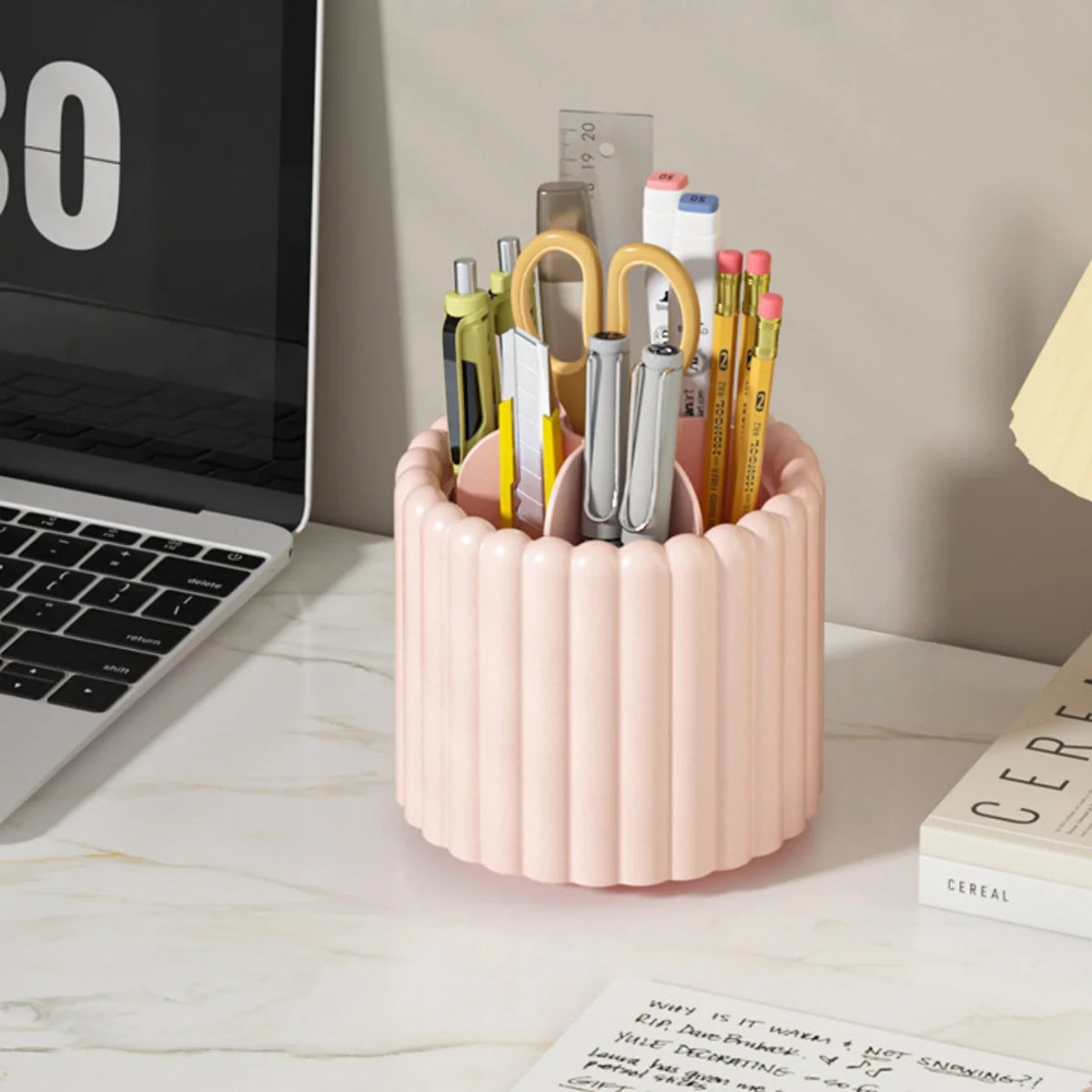 360° Spinning Makeup Brush Holder – 7-Slot Organizer Makeup Brush Organizer Babs Pink