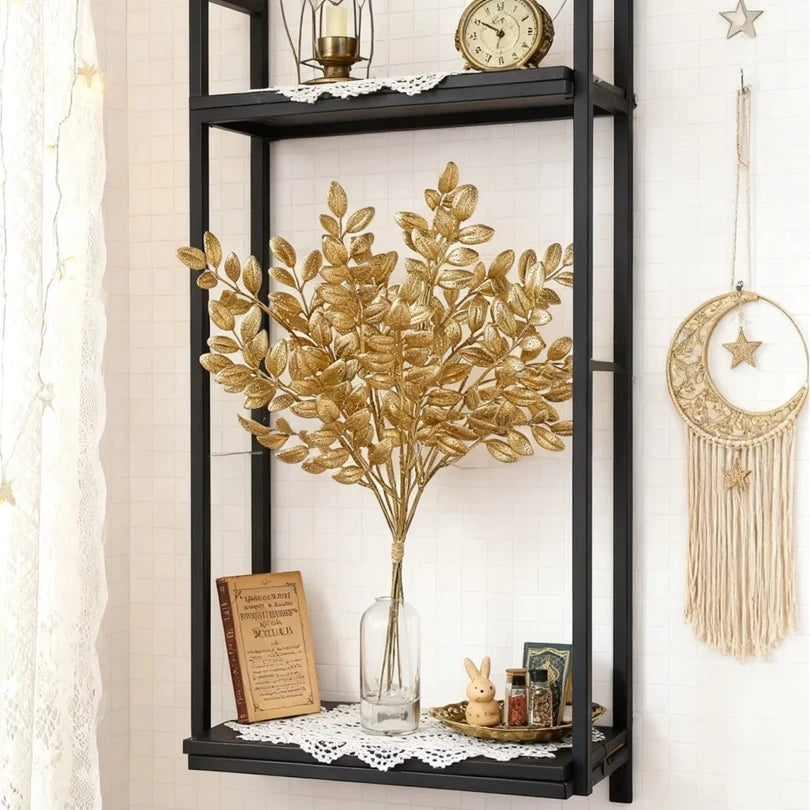 10Pcs Artificial Golden Leaf Branches for Wedding & Home Decor Artificial Leaf Branches Babs