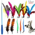 11-Piece Replacement Cat Feather Toy Set & Retractable Wand Cat Feather Toy Set Babs 11PCs