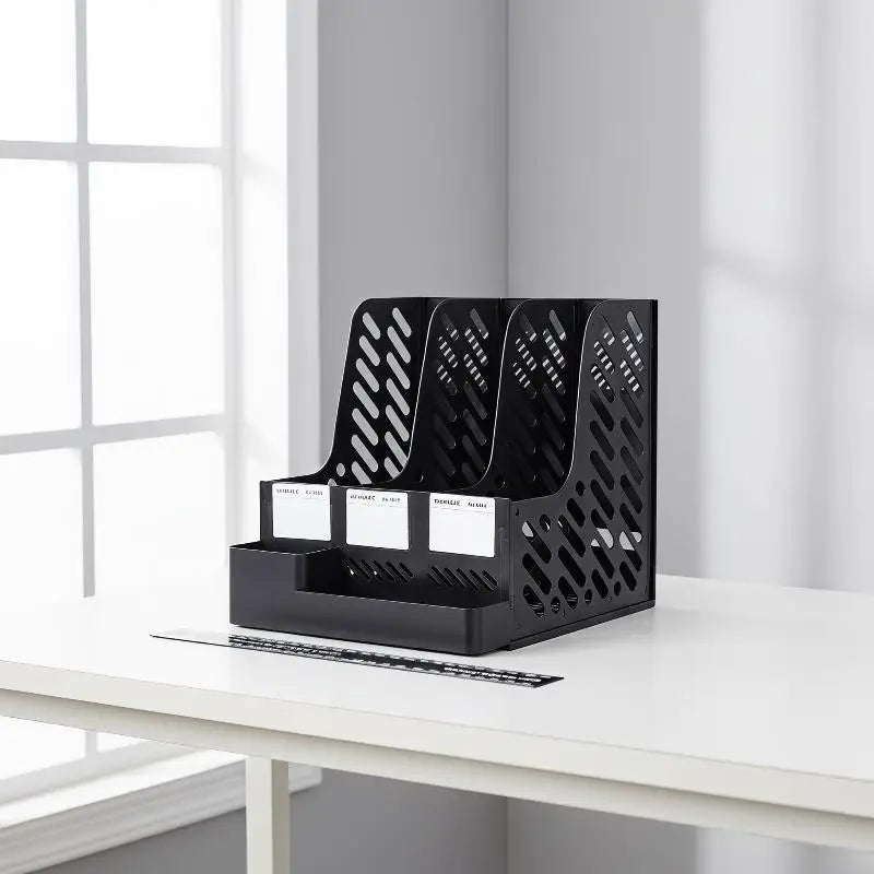4-Column File Rack Desk Organizer – Books, Pens & Documents Desk File Organizer Babs
