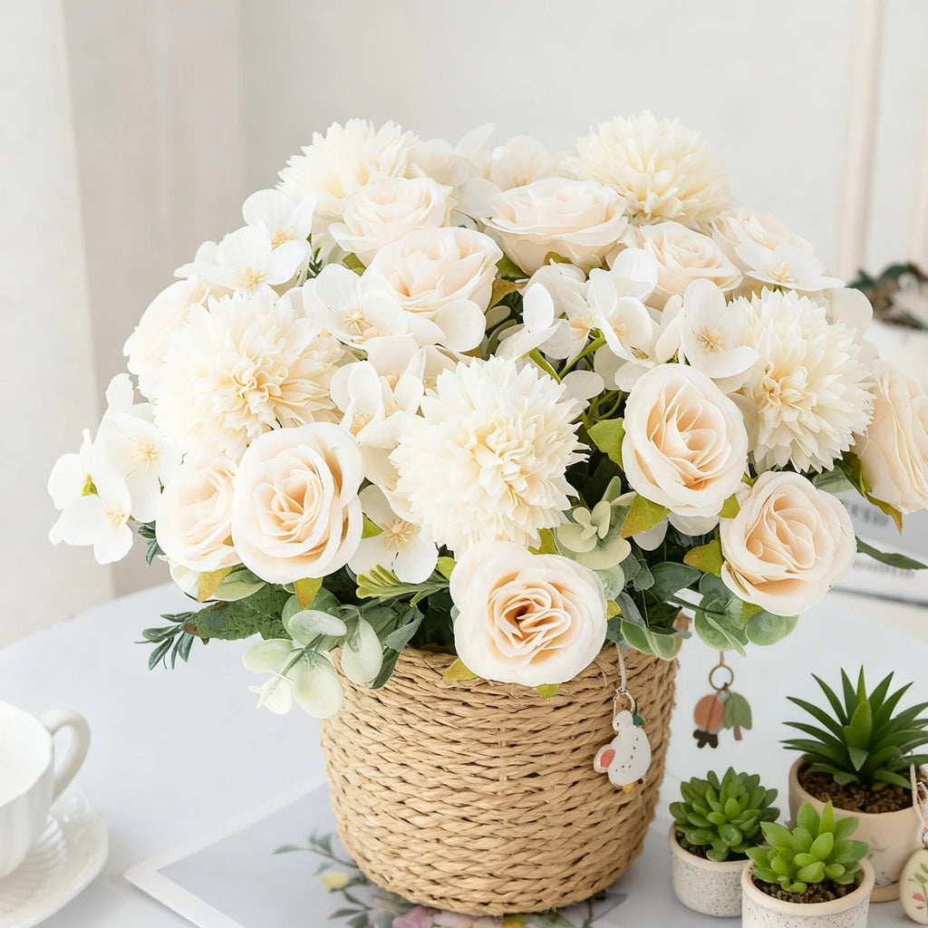 Silk Artificial Rose Bouquet – Wedding & Home Table Decor Artificial Flower Bouquet Babs