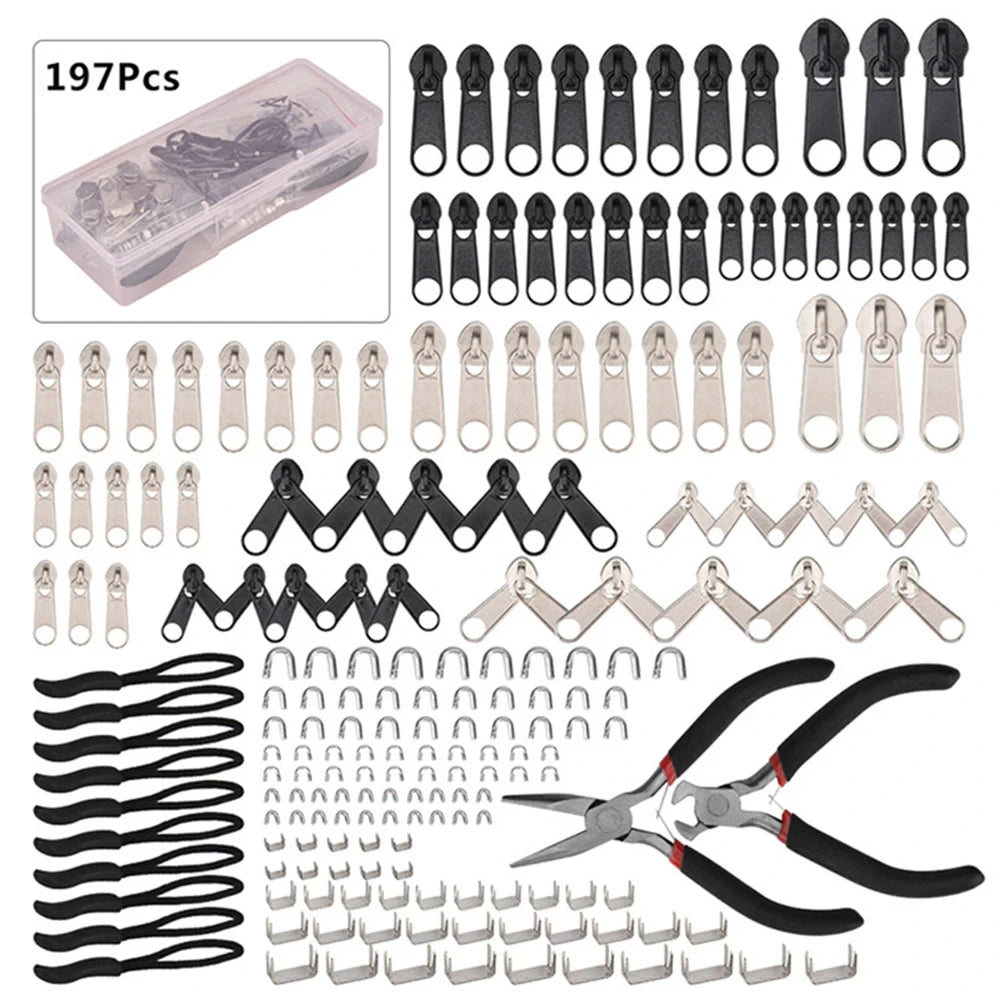 85-Piece Zipper Repair Kit – Universal Slider Head Replacements Zipper Repair Kit Babs 197pcs