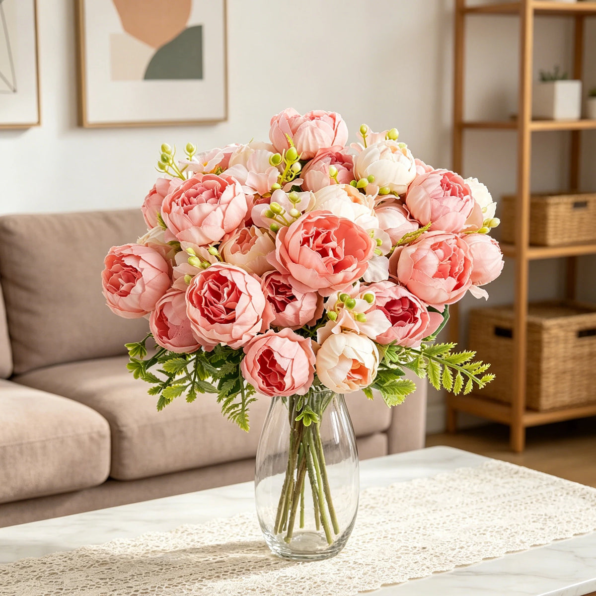 Silk Peony Rose Artificial Bouquet – Wedding & Home Decor Artificial Flower Bouquet Babs