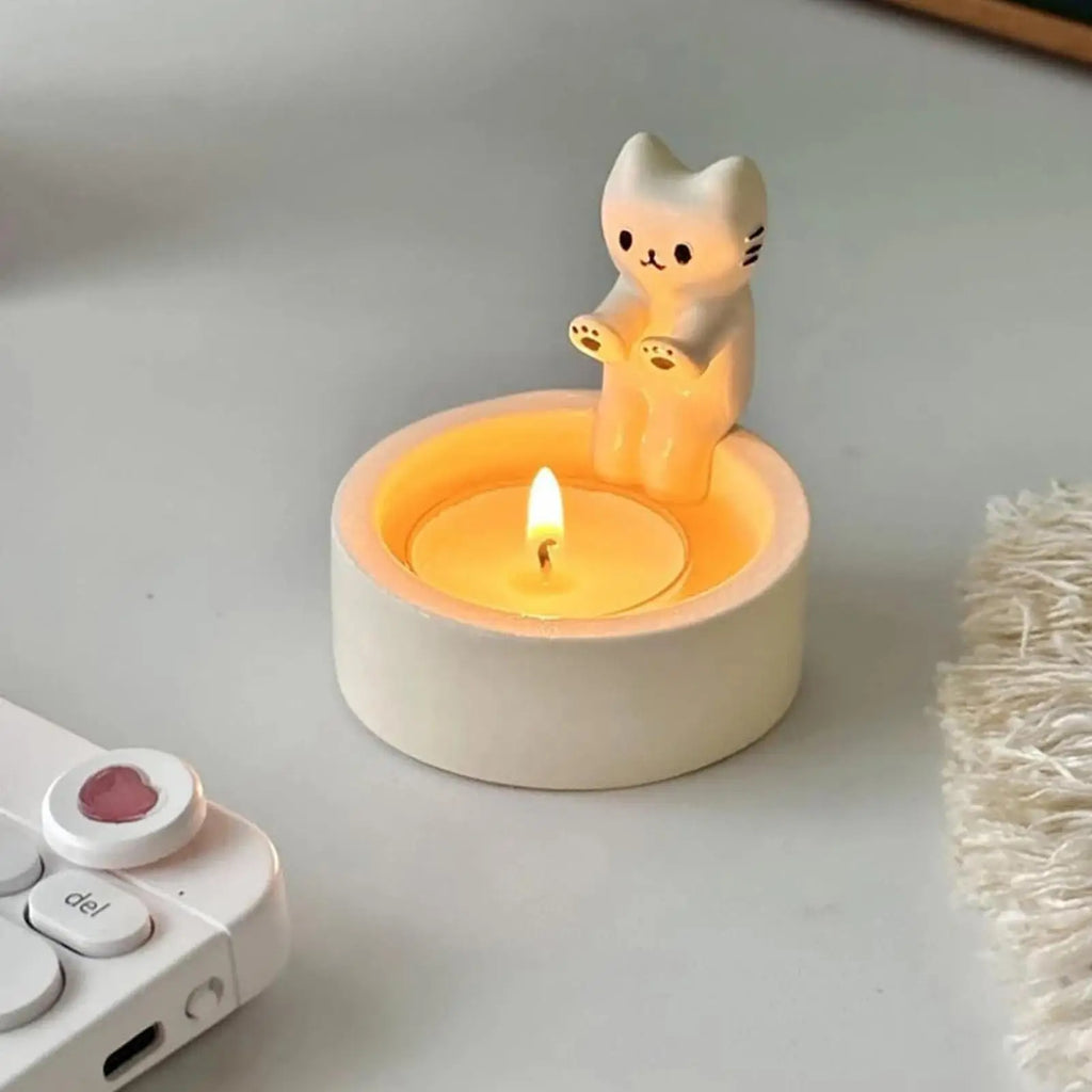Cute Cat Candle Holder – Resin Kitten Candlestick & Gift Decor Candle Holder Babs
