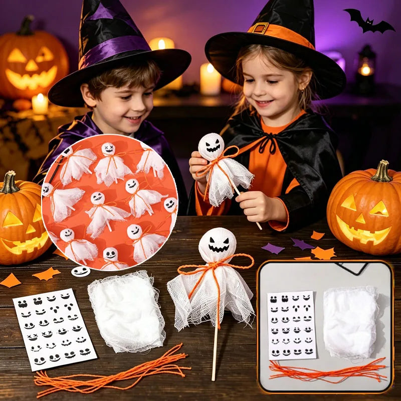 12 Pcs Halloween Ghost Lollipop Wrappers – DIY Candy Decor Halloween Party Favors Babs