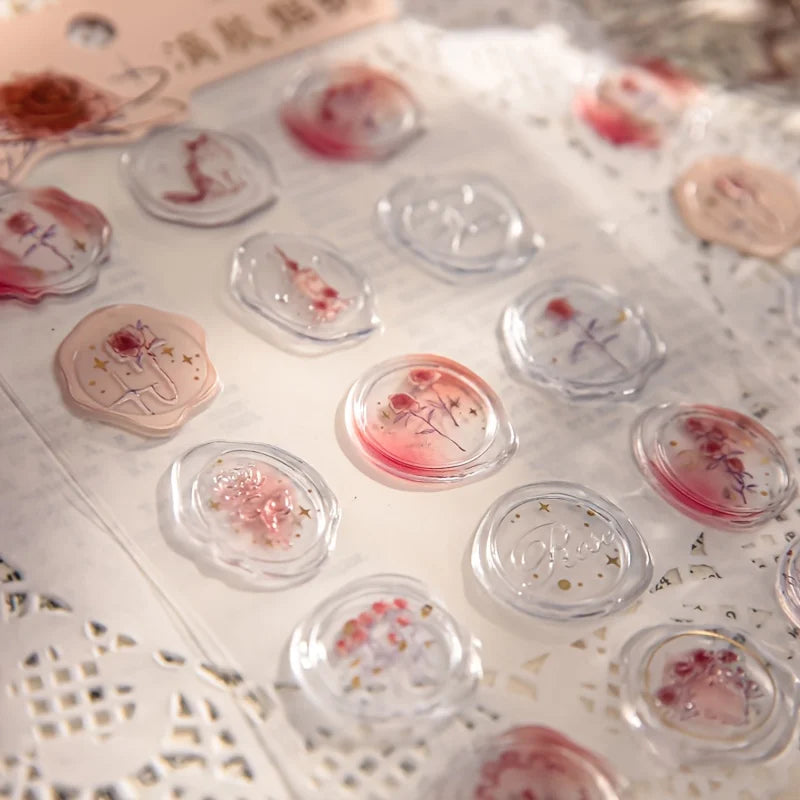 15pcs Rose Wax Seal Stickers for Scrapbooks & Envelopes Wax Seal Stickers Babs