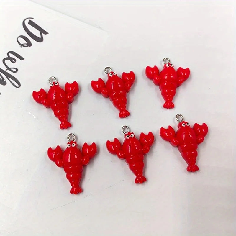 10pcs Kawaii Lobster Resin Charms – DIY Jewelry & Keychain Pendants DIY Jewelry Charms Babs