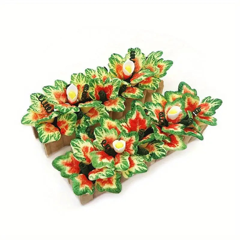 1:12 Miniature Clay Flower Bonsai – Wooden Box Home Decor Miniature Decor Ornament Babs