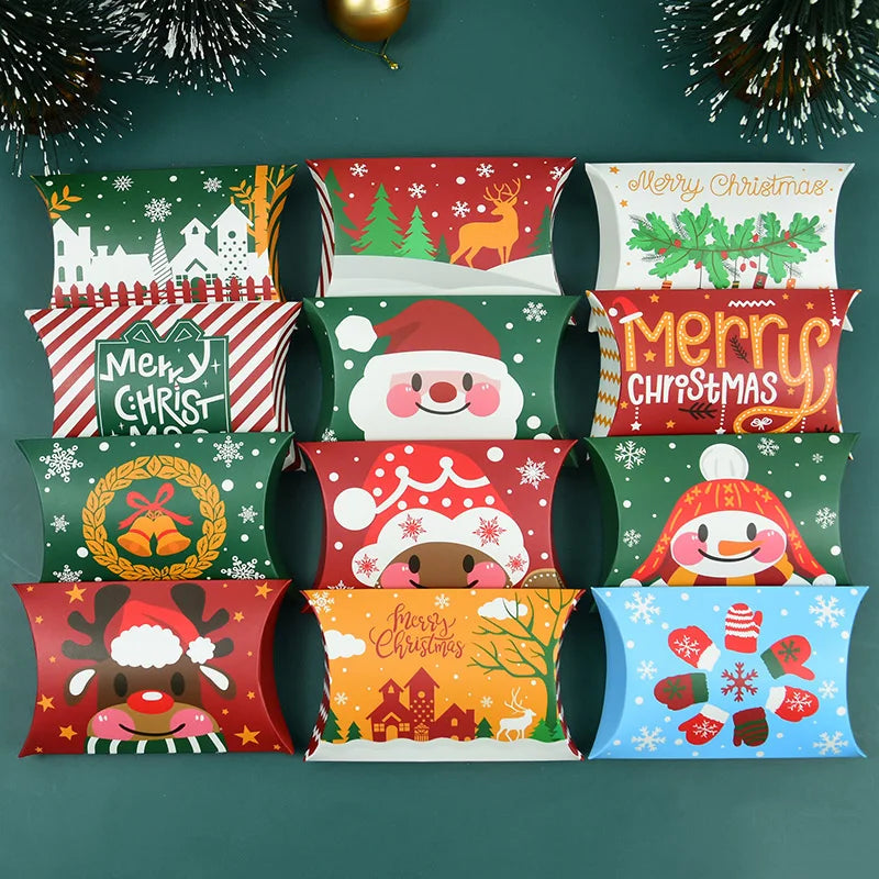 Christmas Pillow Candy Gift Boxes | Kraft Paper, 12 or 24 Pack Holiday Gift Boxes Babs