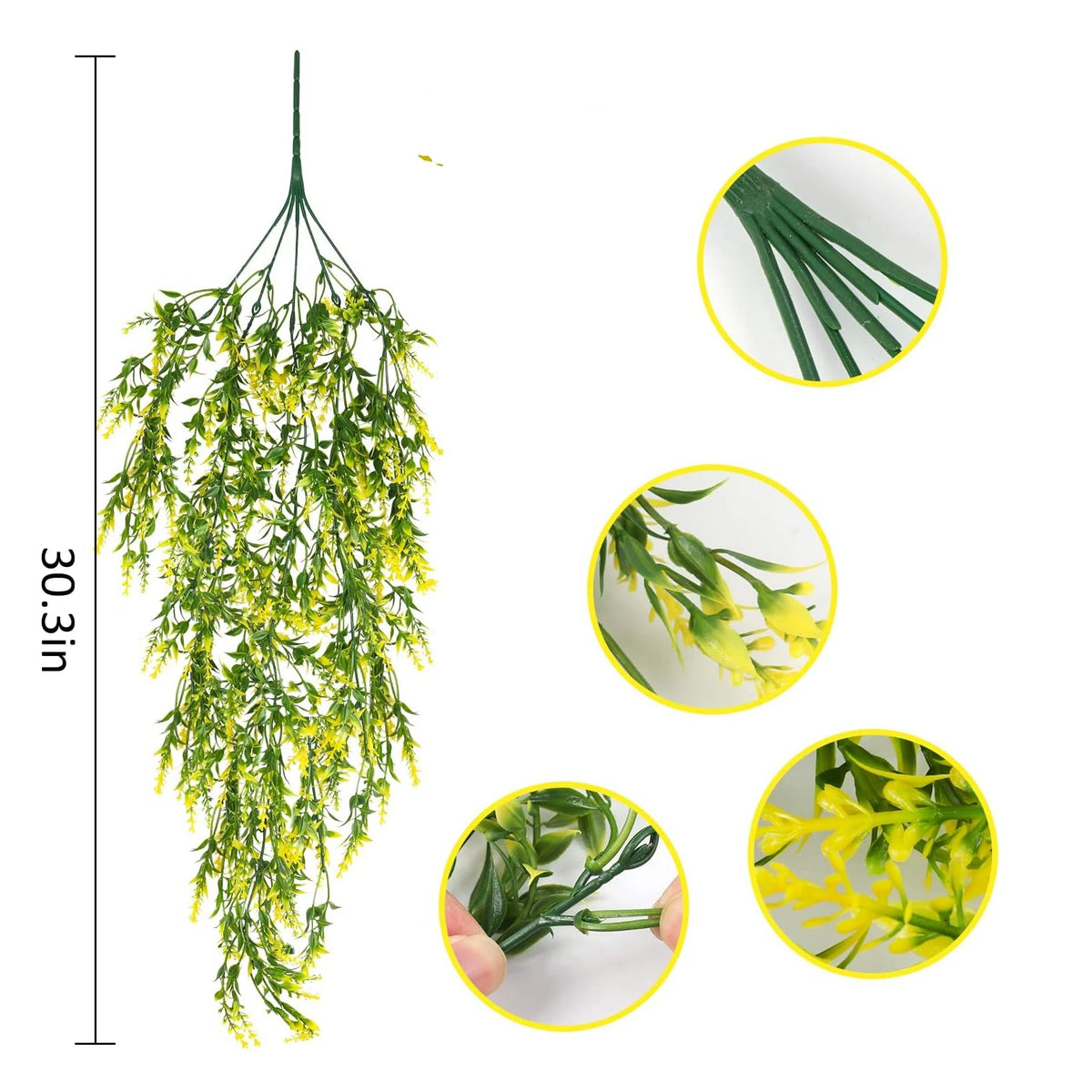 Artificial Eucalyptus Camellia Vine Wreath – DIY Home Decor Artificial Plant Vine Babs YELLOW 3pcs