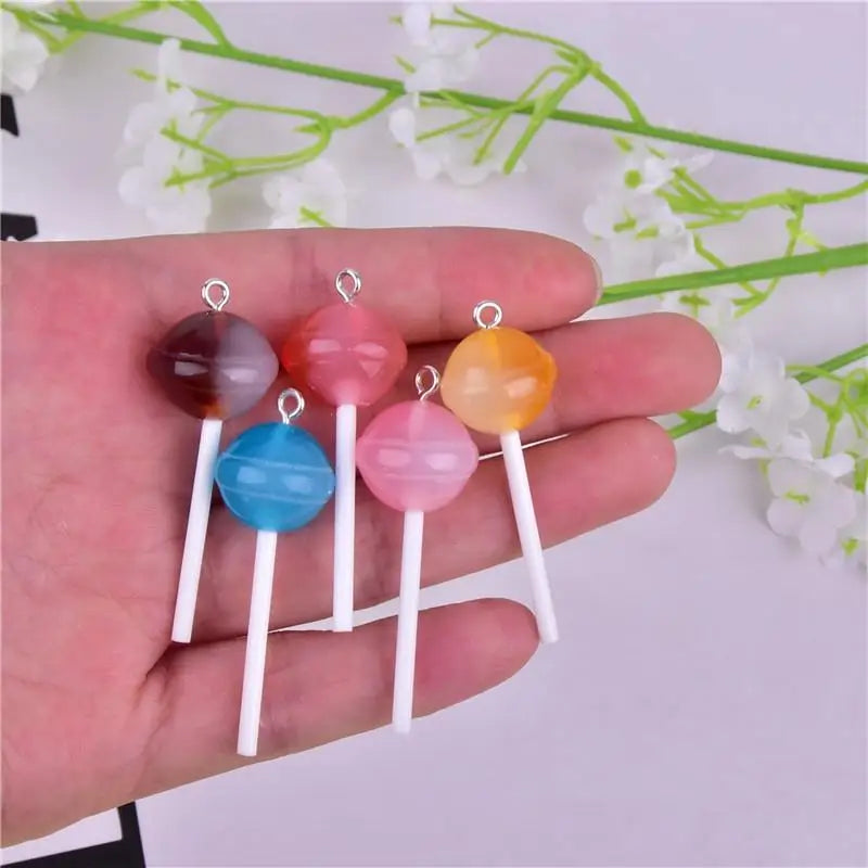 20Pcs Lollipop Resin Charms for DIY Keychains & Jewelry Making Resin Craft Charms Babs