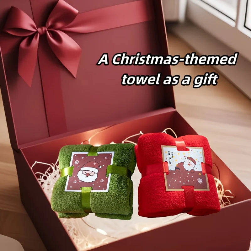 3-Piece Christmas Towel & Face Wash Gift Box | Coral Fleece Towel Gift Set Babs