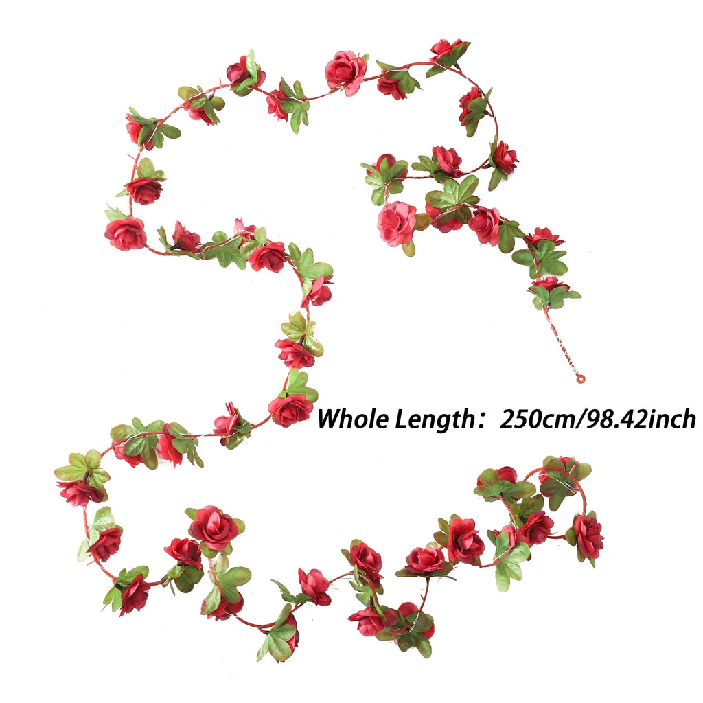 2.5M Rose LED String Lights Artificial Flower Grapevine Decor LED Flower Garland Babs