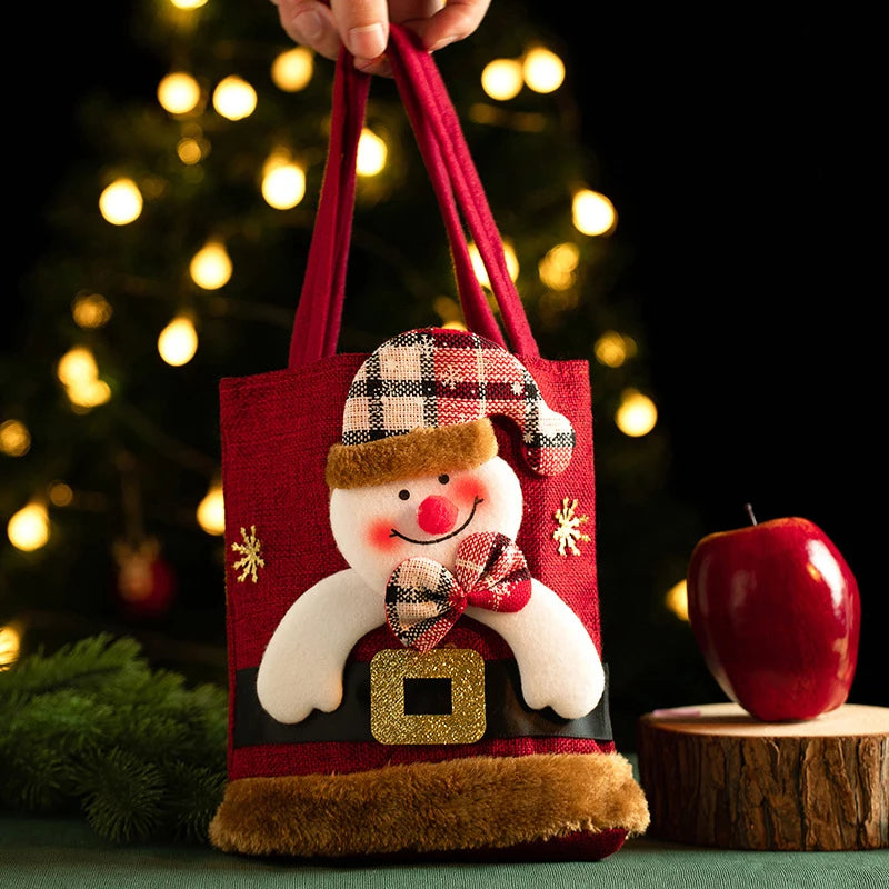 Christmas Linen Gift Bag | Santa, Snowman, Elk & Bear Designs Christmas Gift Bag Babs 20x35cm Snowman