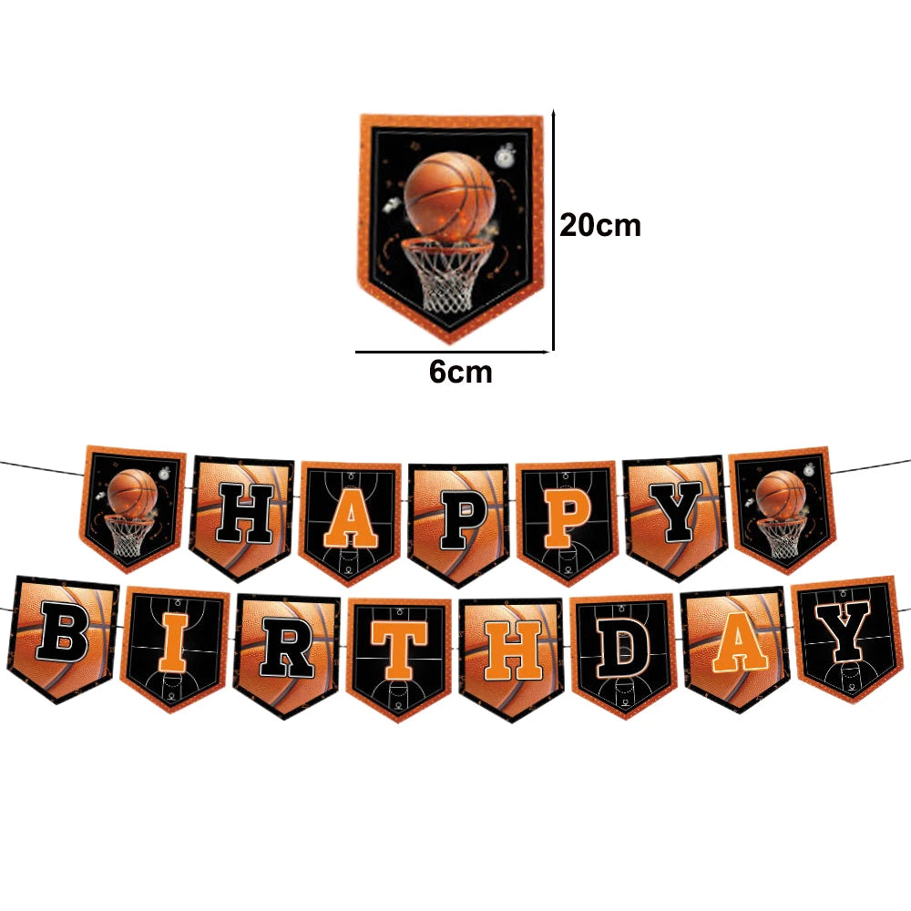 Basketball Birthday Party Decor – Foil Balloon, Banner & Swirls Party Decoration Set Babs plum As pictures show
