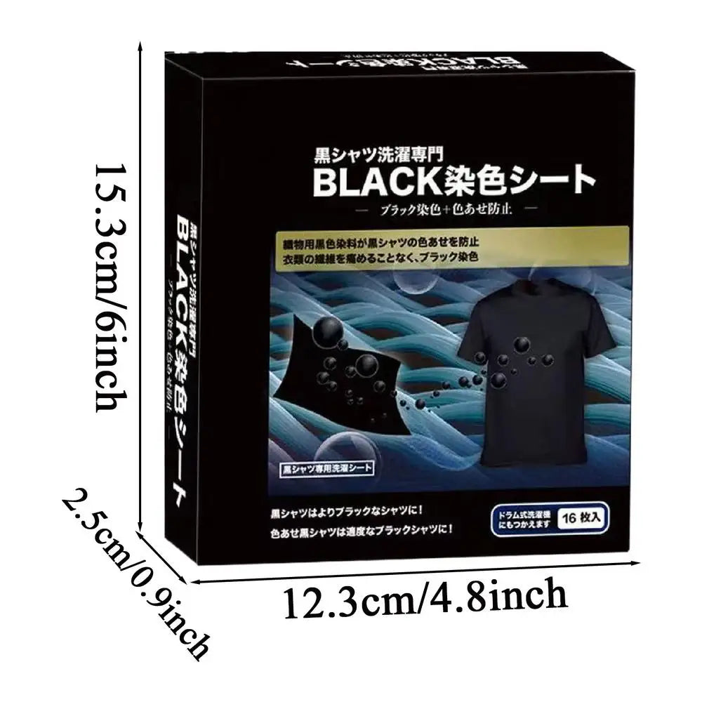 Black Laundry Color Restorer Sheets – Fabric Dye, 16 Pack Fabric Color Restorer Babs 1 box