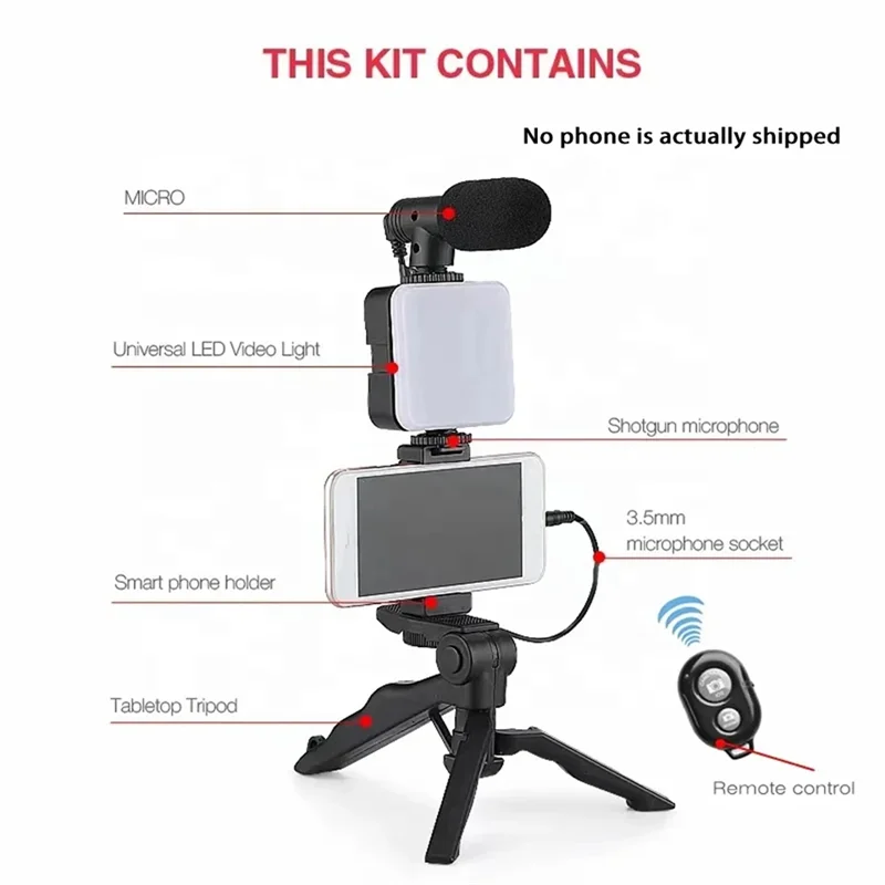All-in-One Vlog Kit – LED Fill Light, Microphone & Tripod Video Creator Kit Babs