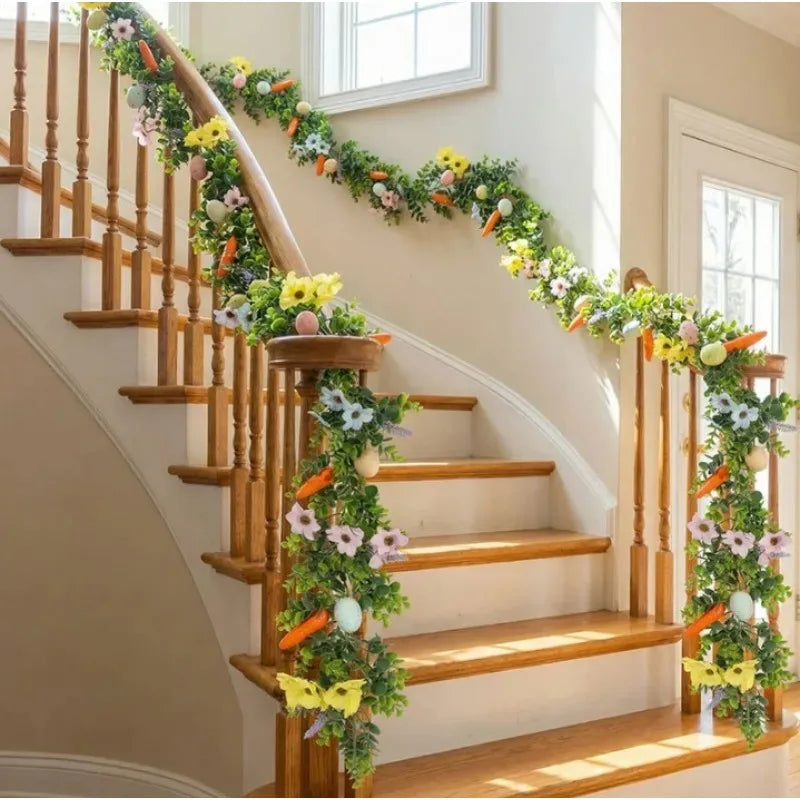 Easter Artificial Garland with Eggs & Spring Eucalyptus – 6 ft Easter Garland Babs