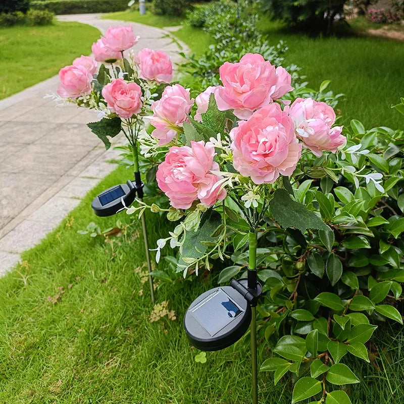 Solar 7-Head Peony Flower Lamp – Outdoor Garden Décor Light Solar Garden Stake Light Babs
