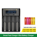 Alasicka 18650 4-Slot LCD Fast Battery Charger | Li-ion & NiMH Battery Charger Babs Black