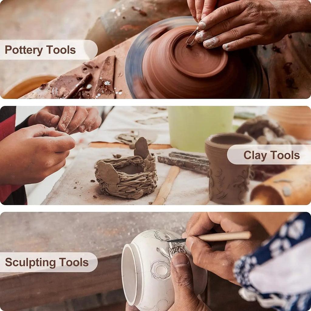 11Pcs Clay Sculpting Pottery Carving Tool Set – Wood Handle Clay Sculpting Tool Set Babs