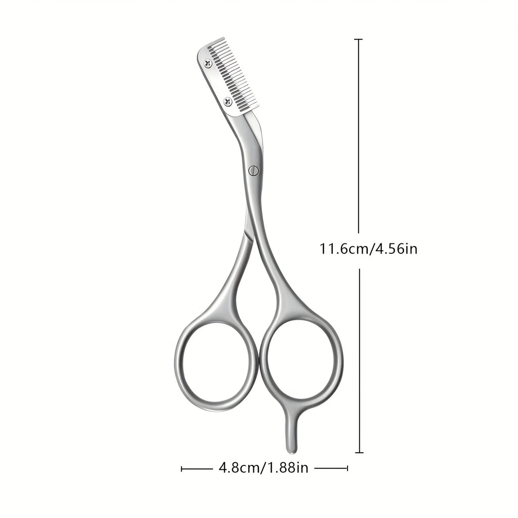 Stainless Steel Eyebrow Scissors with Comb – Ergonomic Design Eyebrow Scissors Babs