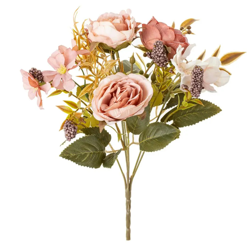 Silk Artificial Rose & Peony Bouquet | Wedding & Home Decor Artificial Flower Bouquet Babs color 2 1 pc