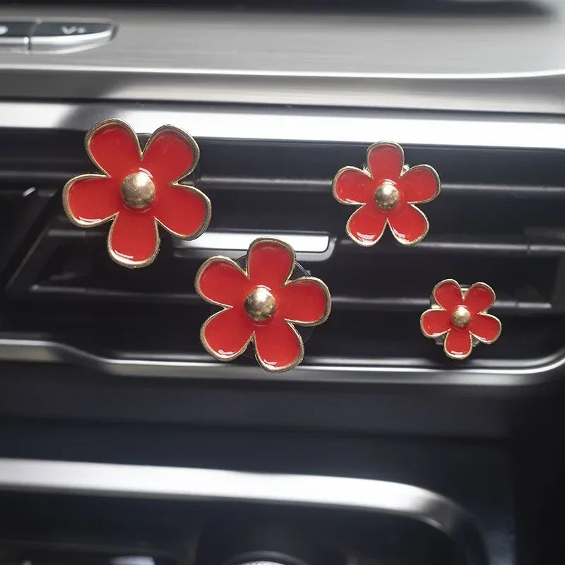 4-Pack Flower Car Vent Aromatherapy Clips | Car Air Freshener Car Vent Air Freshener Babs Red