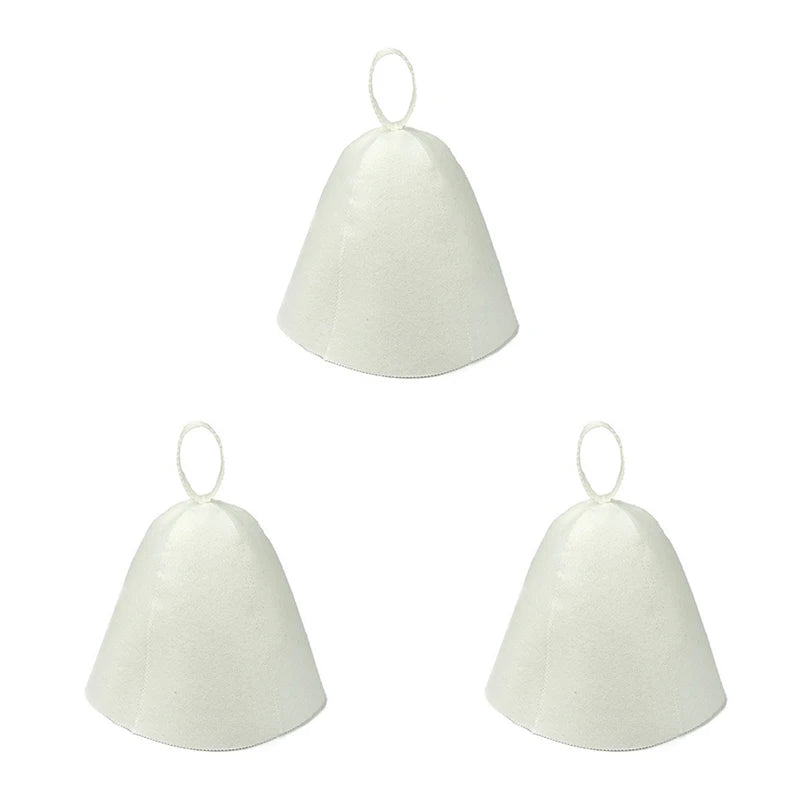 Men's Wool Felt Sauna Hat – Heat Retention & Hair Protection Sauna Hat Babs 3pcs-White