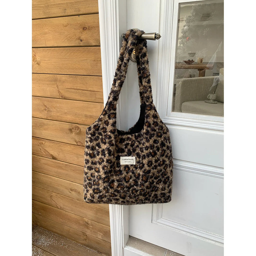 Women's Large Leopard Print Tote Shoulder Bag – Foldable Leopard Print Tote Bag Babs