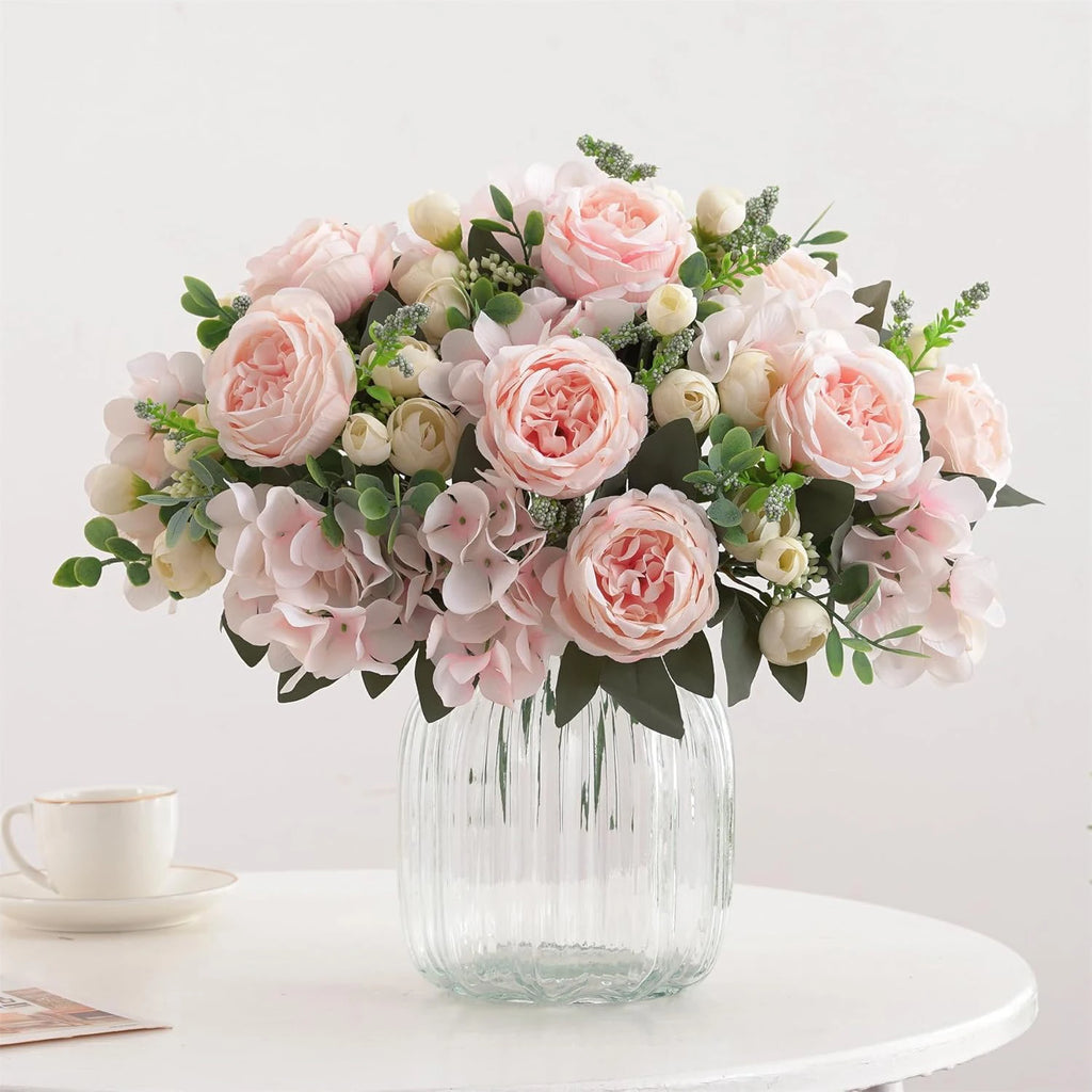 Artificial Silk Peony Hydrangea Bouquet – Wedding & Home Decor Artificial Flower Bouquet Babs