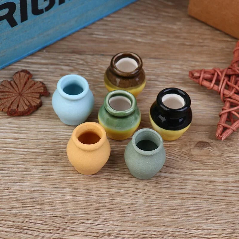 6-Piece 1:12 Dollhouse Miniature Porcelain Flower Vases Dollhouse Miniature Babs