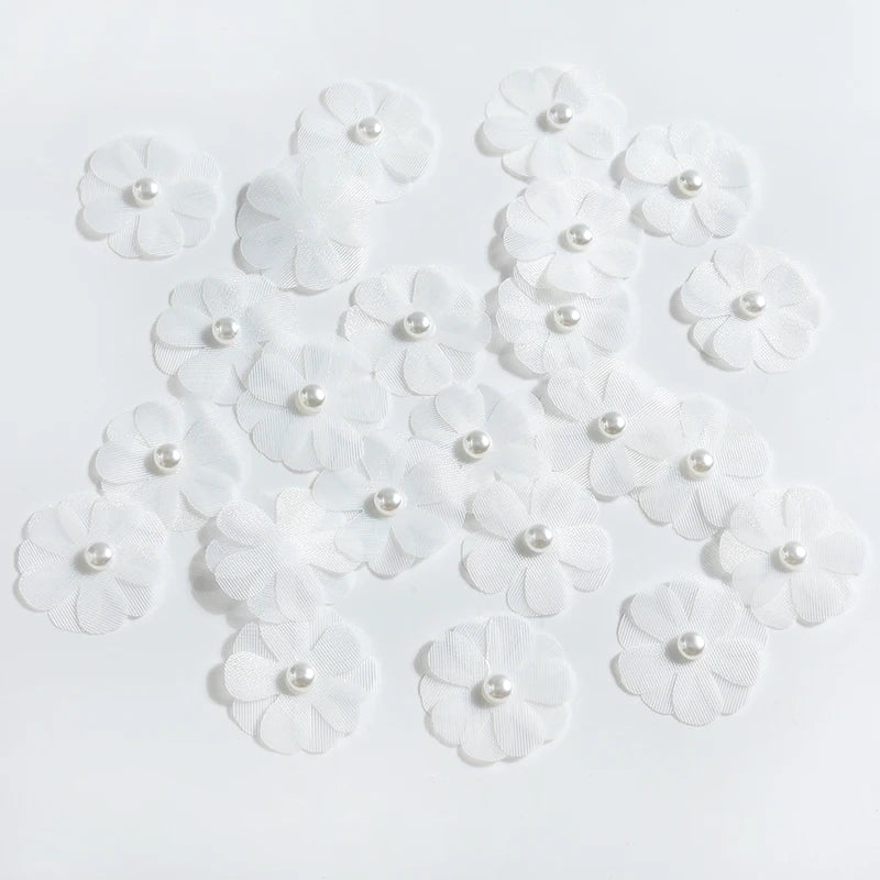 Pearl Artificial Silk Rose Heads 30/50 Pcs – Wedding & Home Decor Artificial Flower Heads Babs White 30Pcs